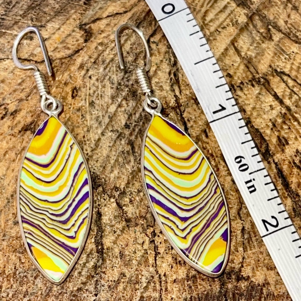 Rainbow Calsilica Earrings 2 1/4” - Picture 6 of 7
